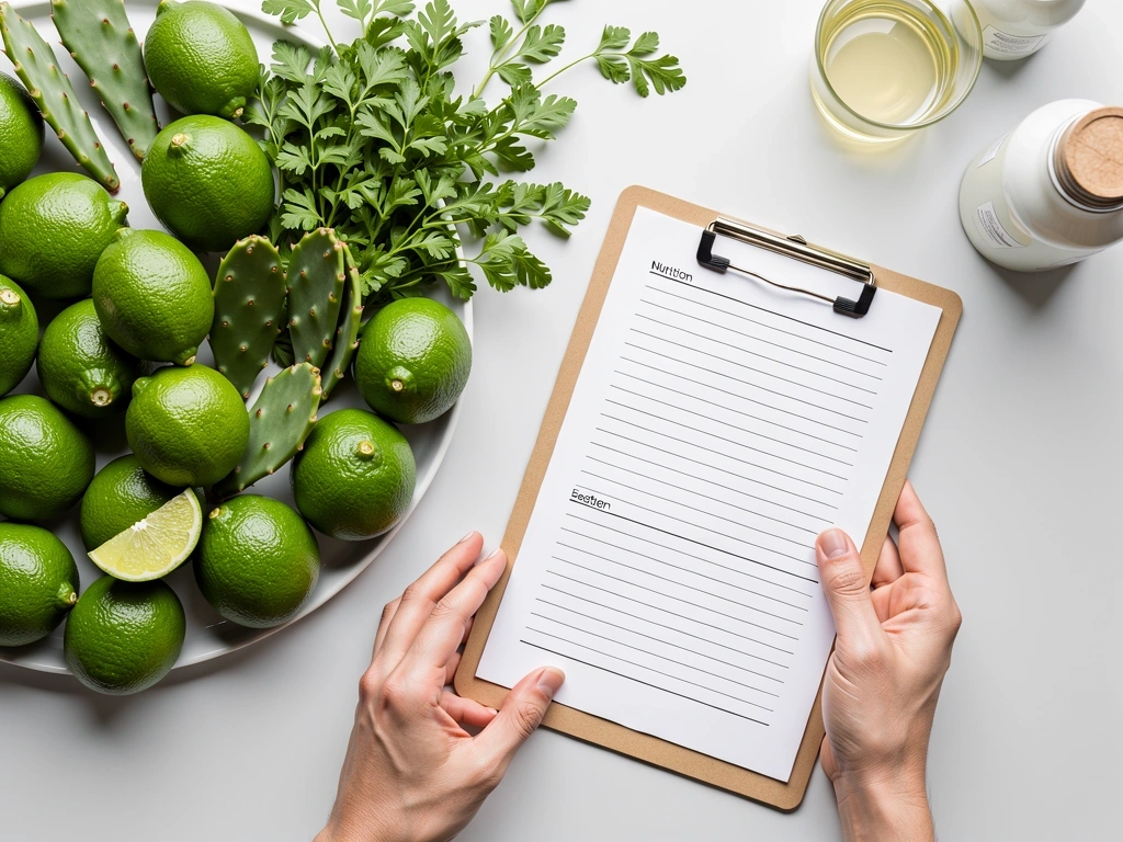 Especialista en nutrición revisando alimentos